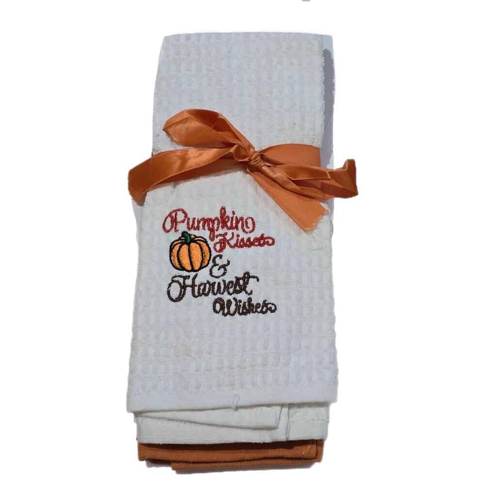 2 Pack Fall Autumn Pumpkin Dish Towels NWT
